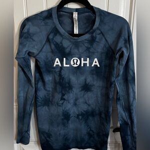 lululemon ALOHA Blue Tie Dye Long Sleeve Swiftly Tech Top Size 6 RARE